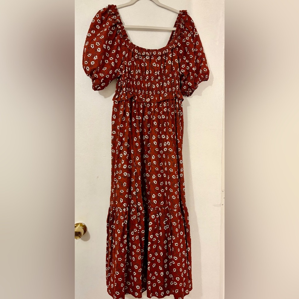 Rylee + Cru Rust Floral Dress